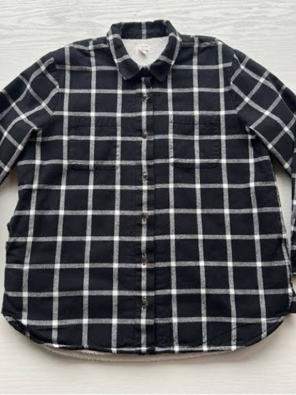 Jcrew  Women’s  Flannel Black & White Check Button-Down Shirt